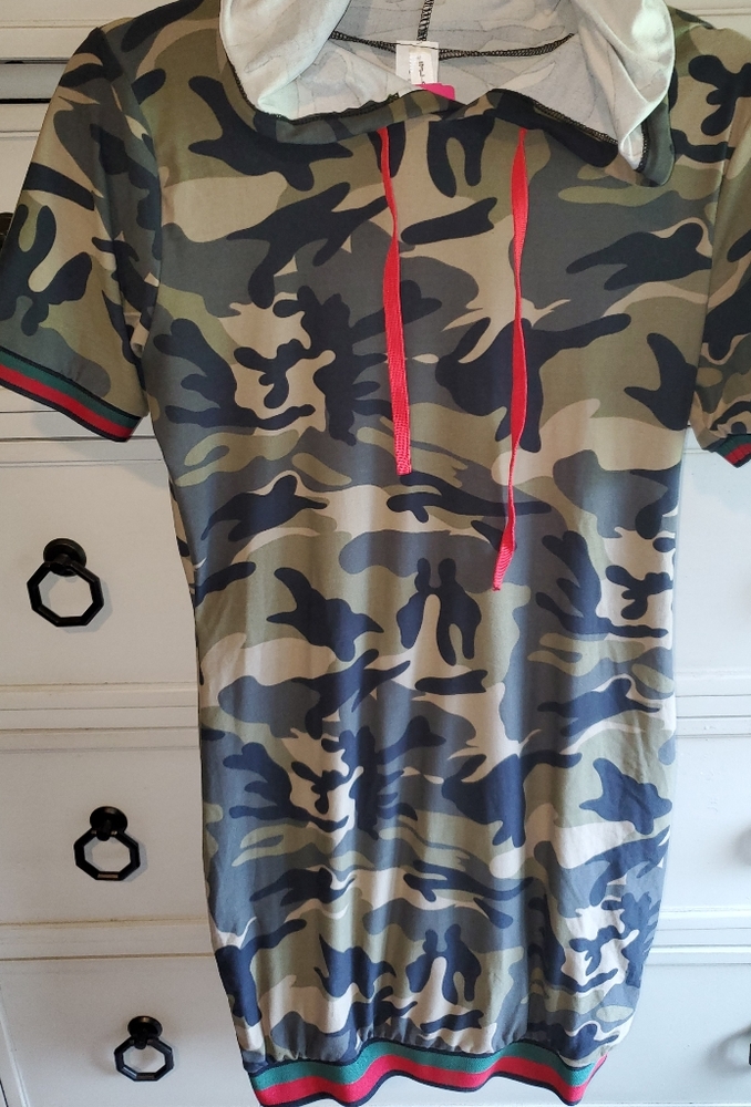 A'gaci Army Bodycon Dress with Hood